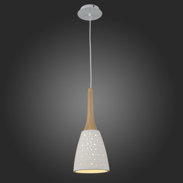 SL288.503.01 Светильник подвесной ST-Luce Белый, светлое дерево/Белый E27 1*60W